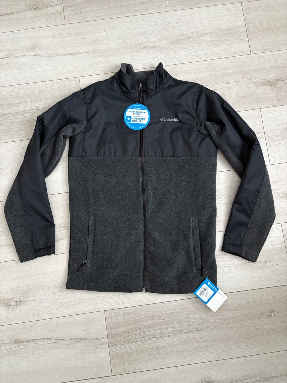 NWT Columbia Two-Tone Black and Charcoal Full-Zip Jacket Youth XL